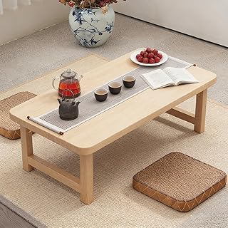 Folding Floor Coffee Table, Portable Low Dining Tables, Floor Tea Table, Foldable Coffee Tables for Sitting on The Floor, Wooden Desk, Living Room, Office, Tatami(Wood,23.6 * 14.5 * 11.8IN)