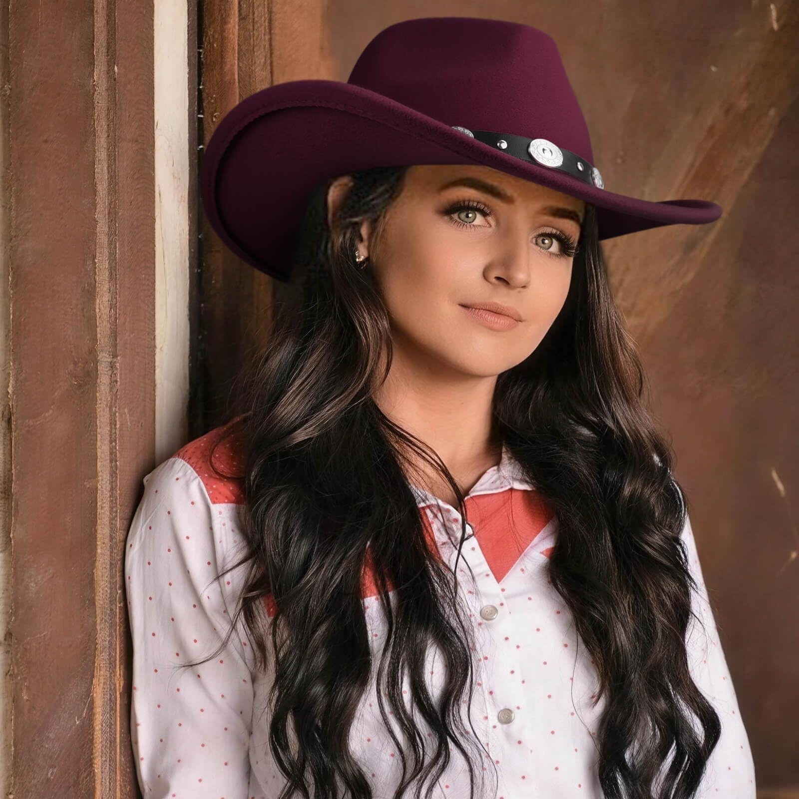 DRESHOW Chapeau Fedora à Large Bord pour Femme avec Boucle de Ceinture Rétro Panama Floppy Hat