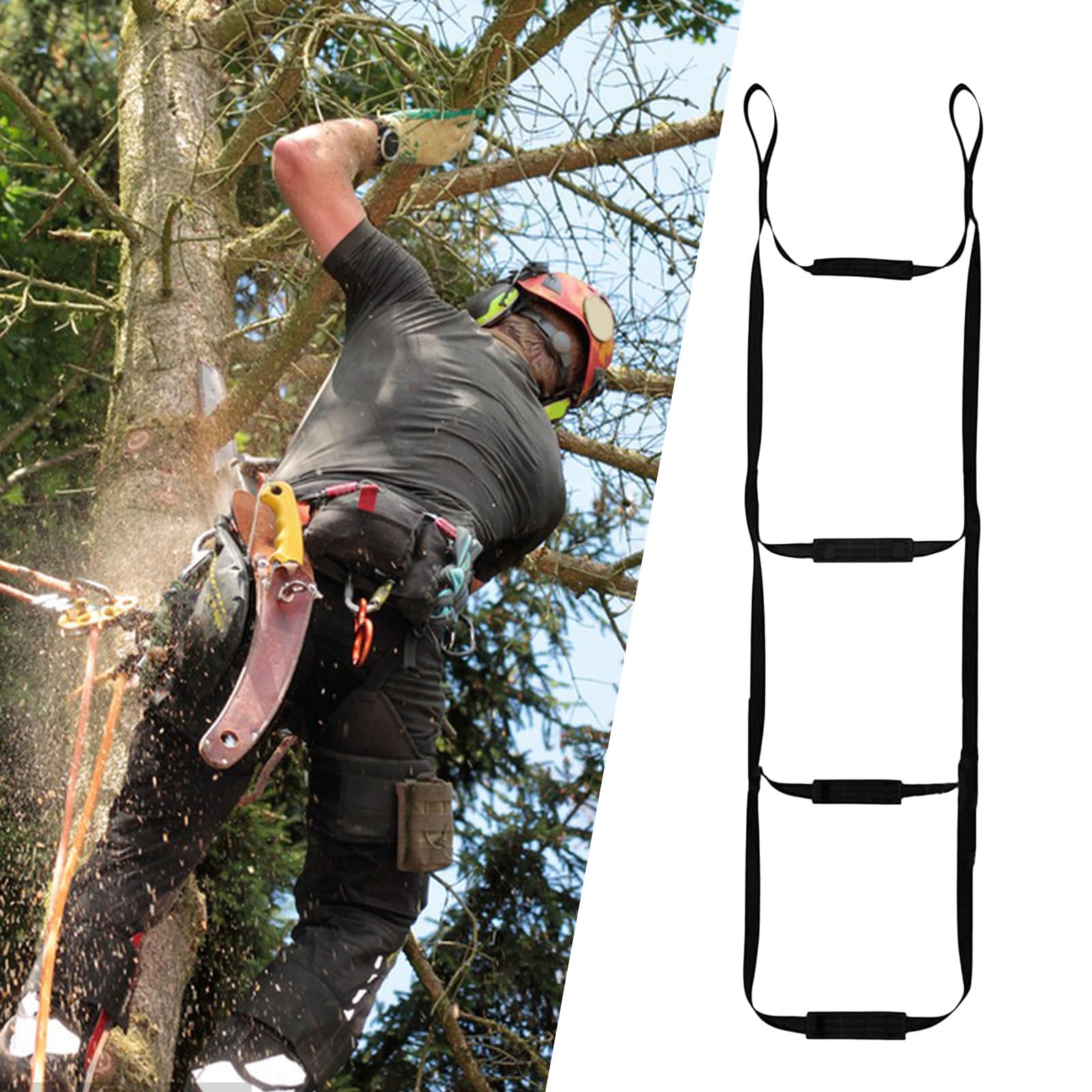 Boat Rope Ladder, Nylon Portable Climbing Ladders, 43.31x12.6 Inches Folding Tree Climb with 5 Step Design & Lightweight Outdoor Playground Gear for Kids Adventure Sports Hiking