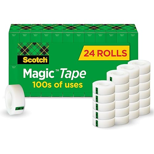 Scotch Magic Tape, Invisible, Repair Christmas Cards and Use as Holiday Gift Wrap Supplies for Christmas, 24 Tape Rolls