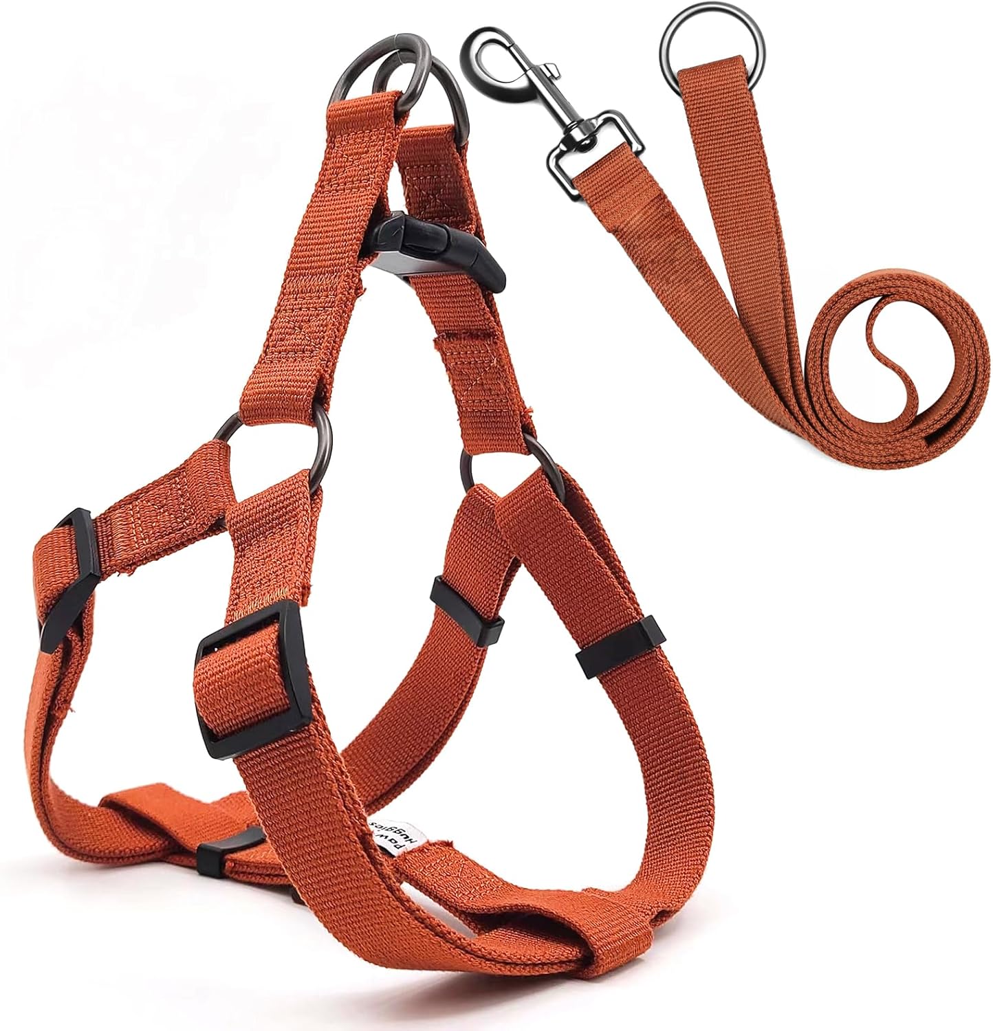 Pawhuggies Orange Dog Harness and Leash Set, Adjustable