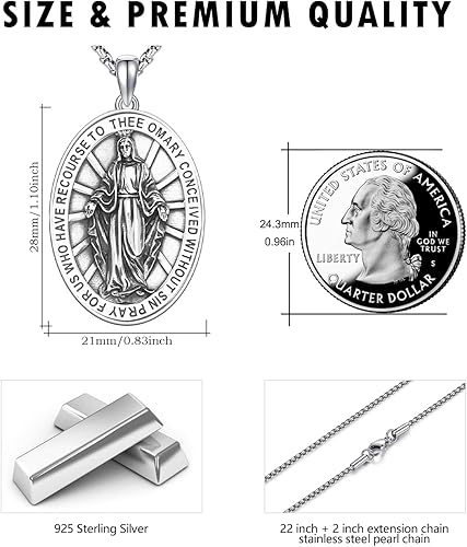 Miniatura 5 de Collar de plata de ley 925 con medalla de San Patrón, colgante de protección católica, amuleto, joyería religiosa para hombres y mujeres