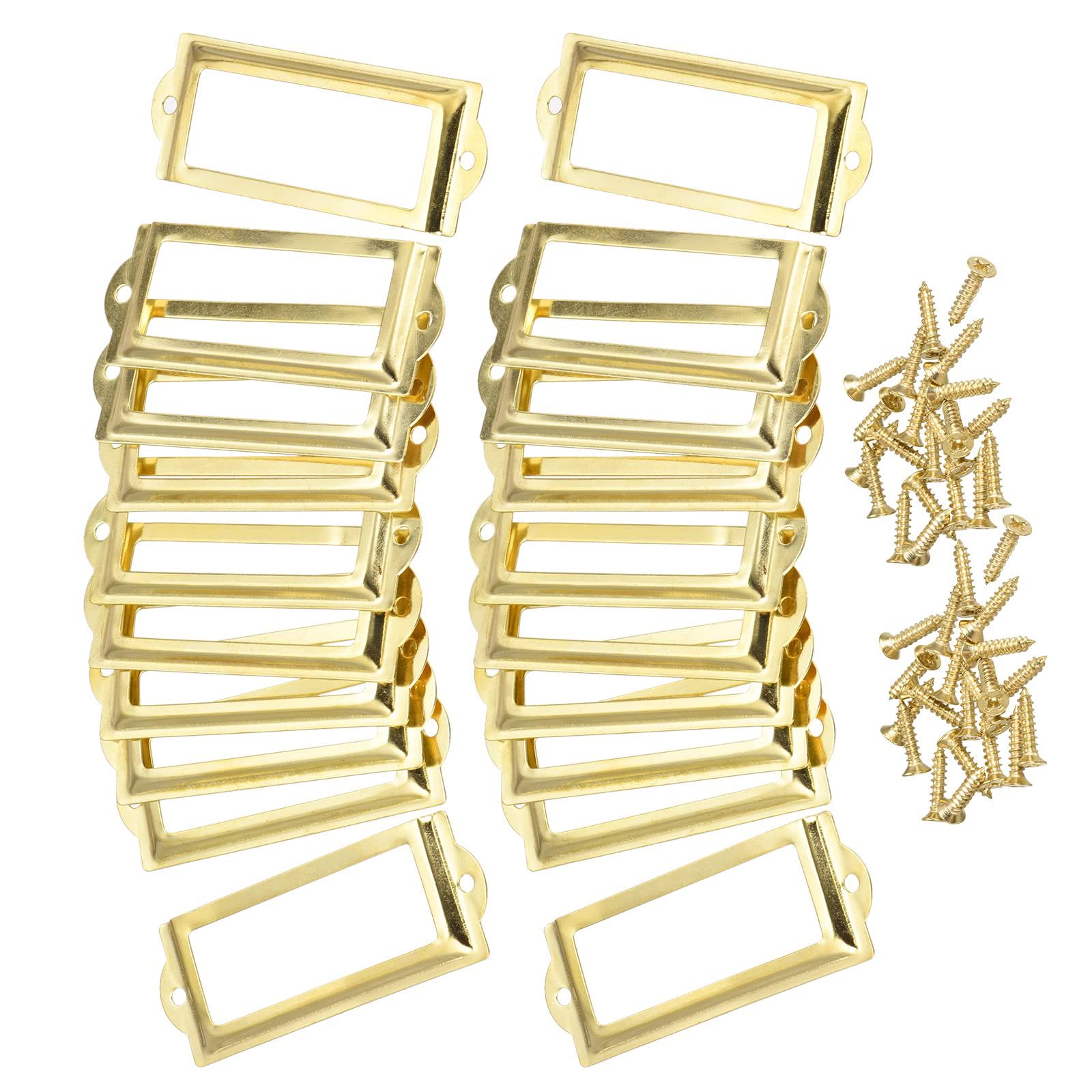 TA-VIGOR 83 x 30mm Antique Metal Label Holders Flie Card Frame 20pc Gold