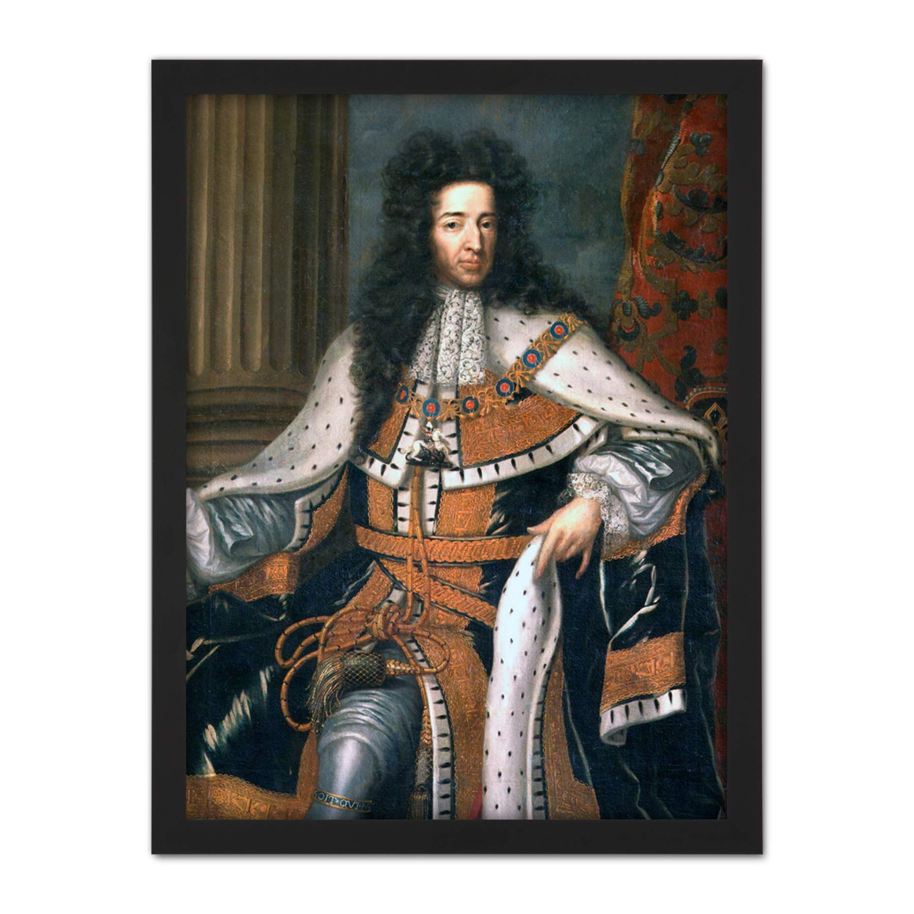 Wissing Portrait King William III England Orange Painting Large Framed Art Print Poster Wall Decor 18x24 in