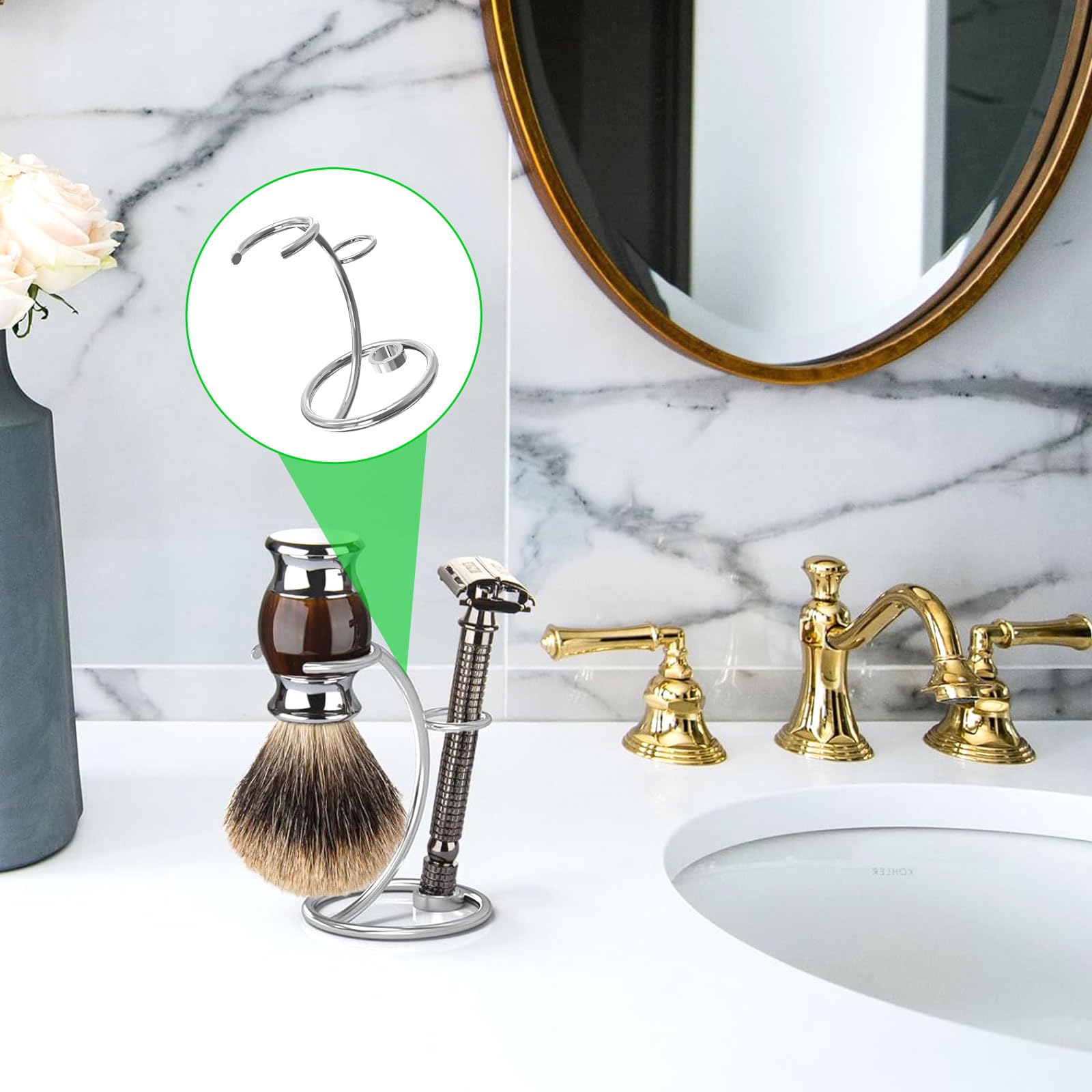 Aatpuss Supporto Per Pennello da Barba, Supporto da Barba In Acciaio Inox Per Uomo, Supporto Portatile Per Rasoio e Pennello, Supporto Per Pennello da Barba In Acciaio Inox Adatto Per Regali da Uomo