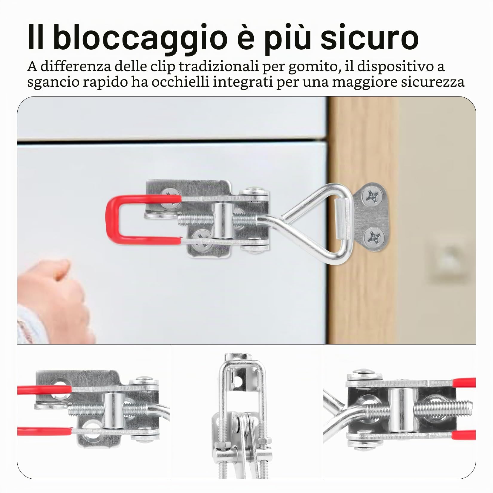 Chiusura a Leva Regolabile, 6 Pz Morsetti a Ginocchiera Chiavistello Regolabili, Morsetto in Metallo, Bloccaggio Chiusura a Ginocchiera a Tensione, Ganci a Blocco Leva per Scatole Armadio(100 kg)