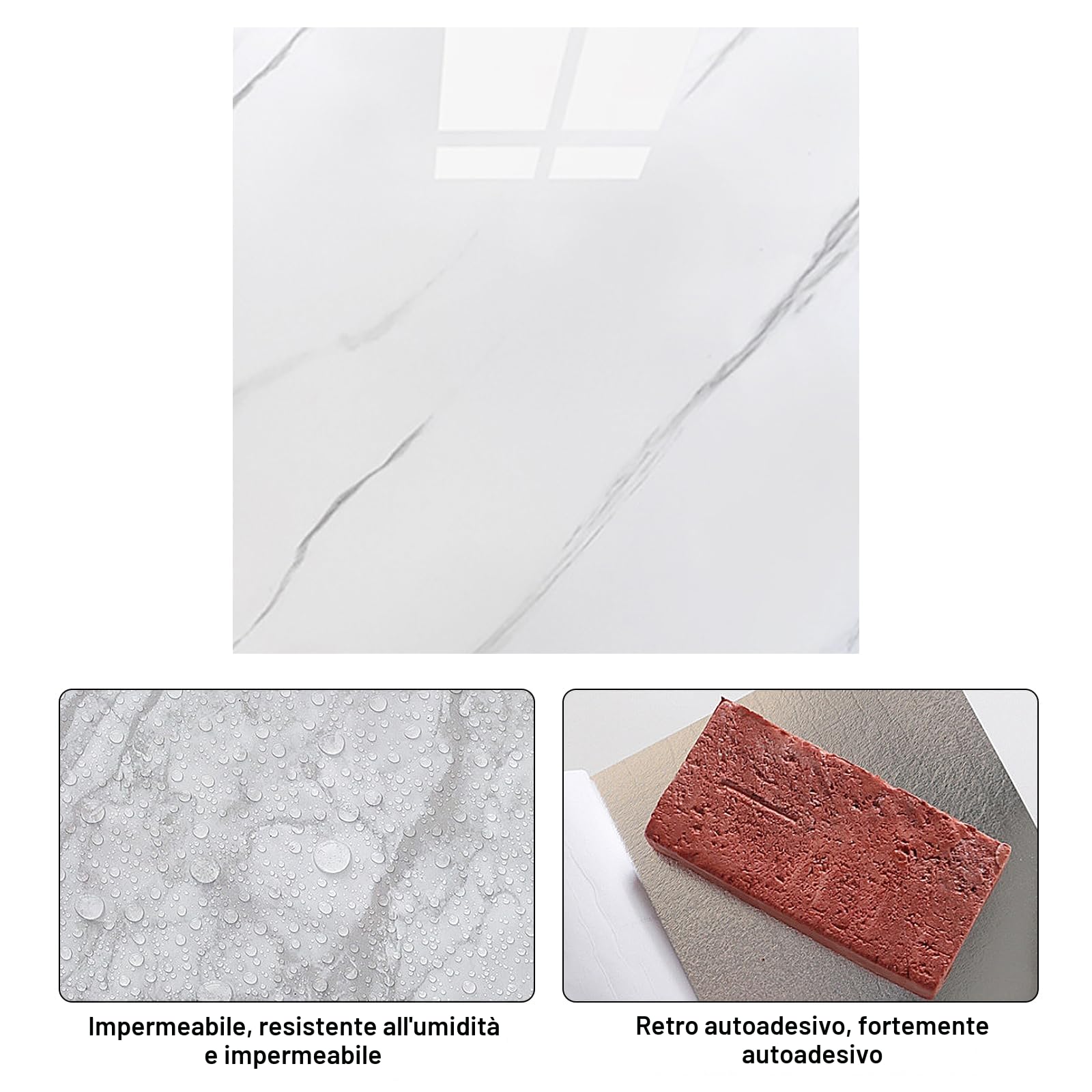 22 adesivi per piastrelle, motivo marmorizzato, 30 x 30 cm, impermeabili, per cucina, carta da parati, per bagno (bianco)