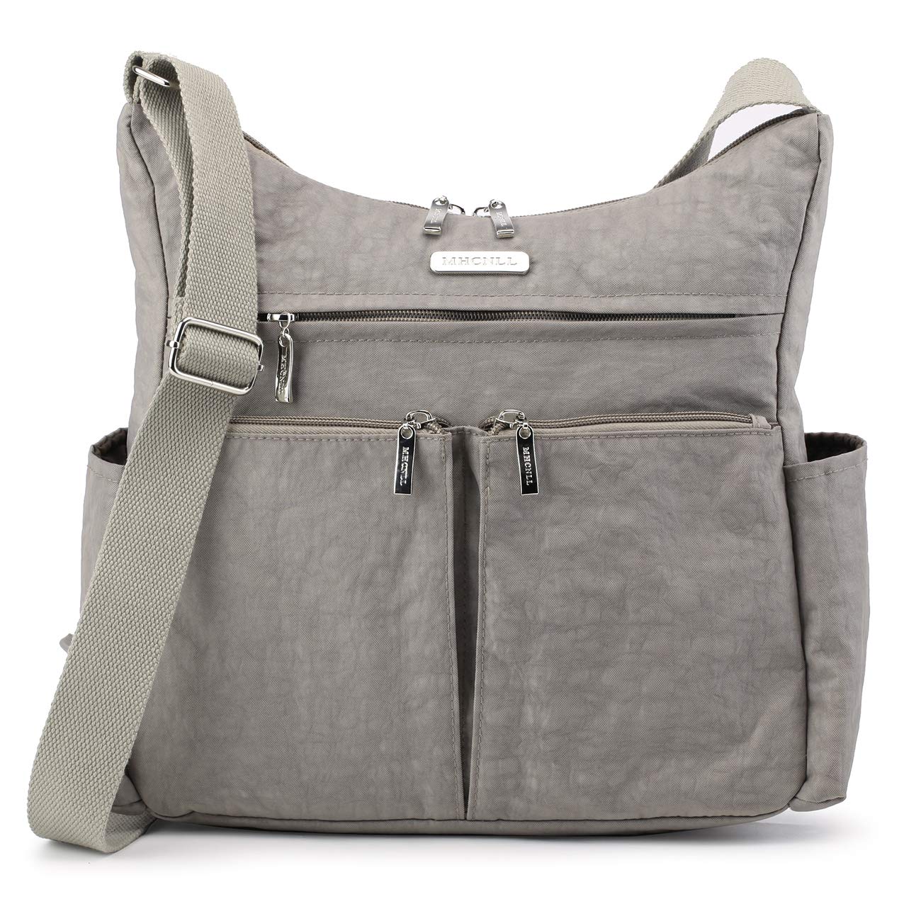 MHCNLL Anti Theft Crossbody Purse RFID Women Nylon Waterproof Lightweight Shoulder Bag, Gray, M
