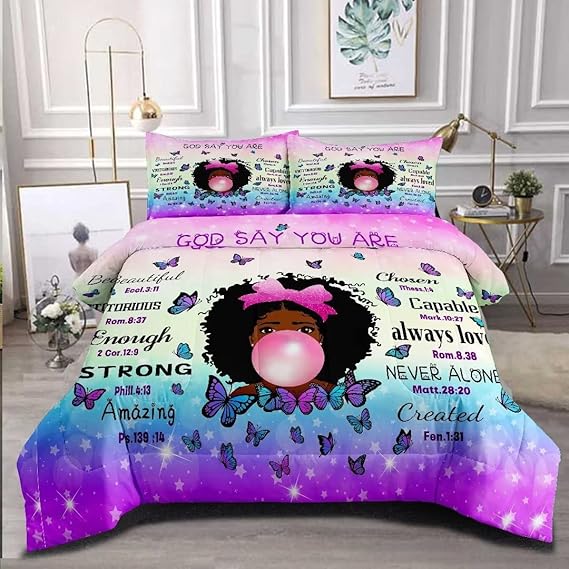 Black Girl Comforter Twin for Kids Teens,Black Girl Magic