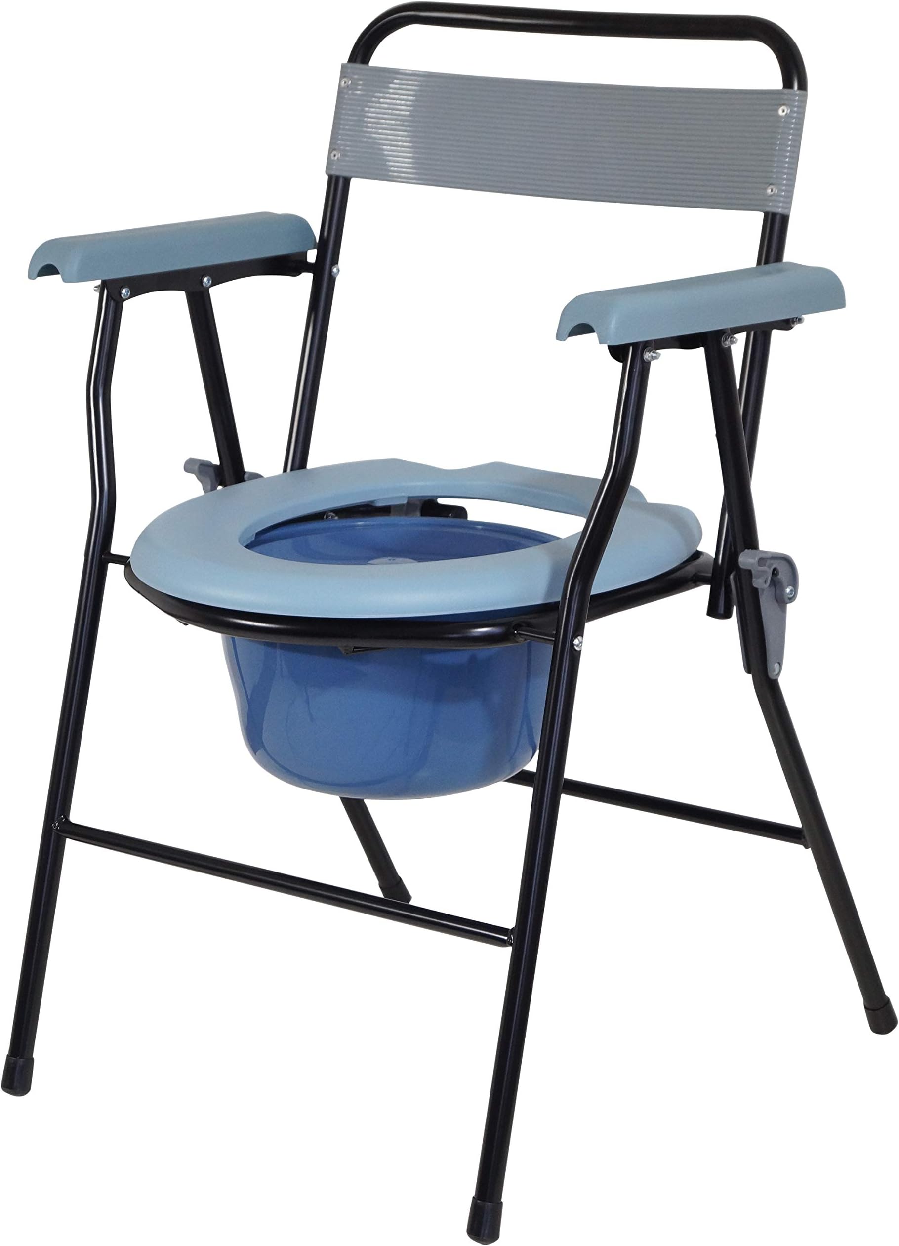 Drylife Lightweight Steel Folding Commode Toilet with Top Loading 7 Litre Bucket