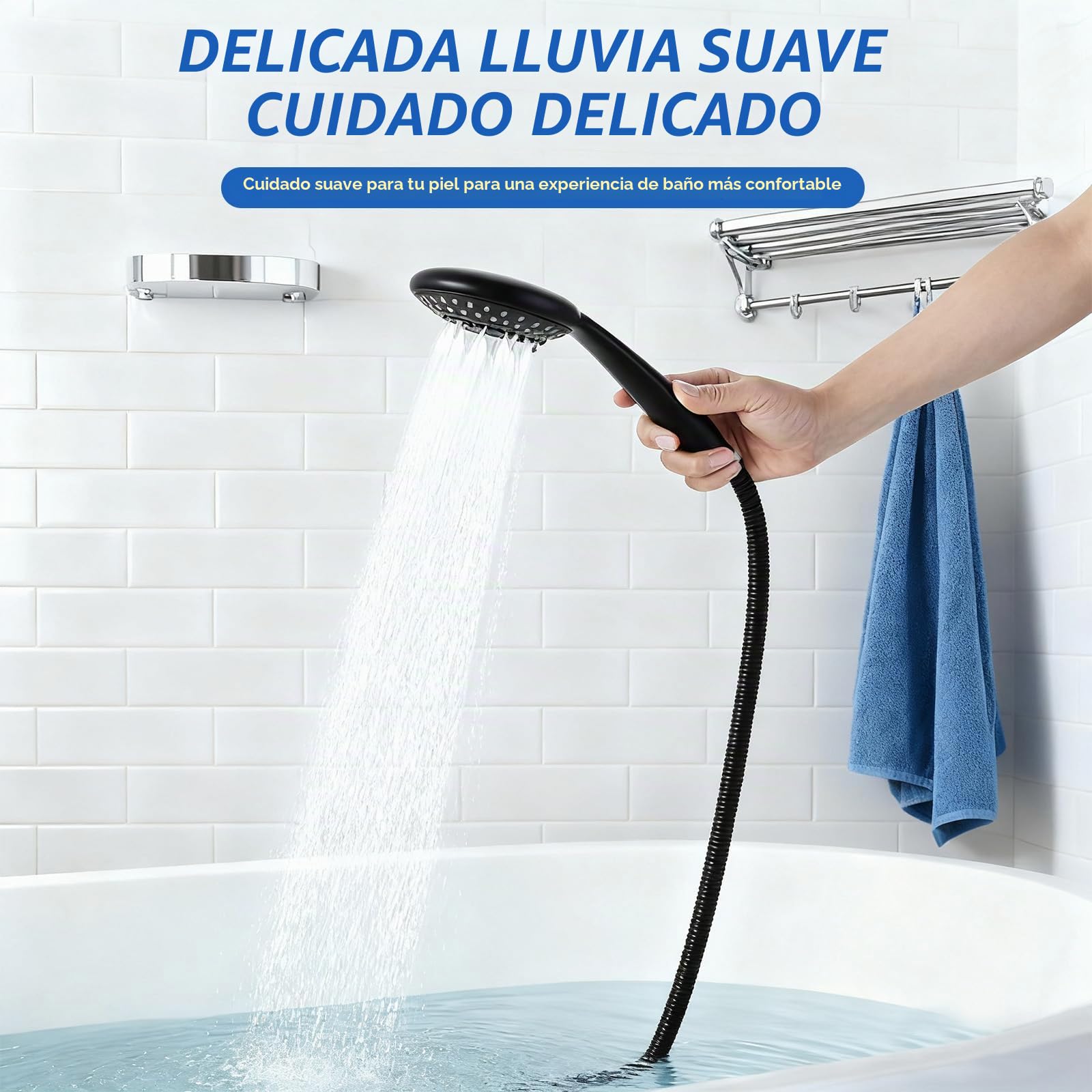 Grifo Mezclador de bañera con 3 Funciones,Ducha de Mano y Manguera de Agua de 1,5 m