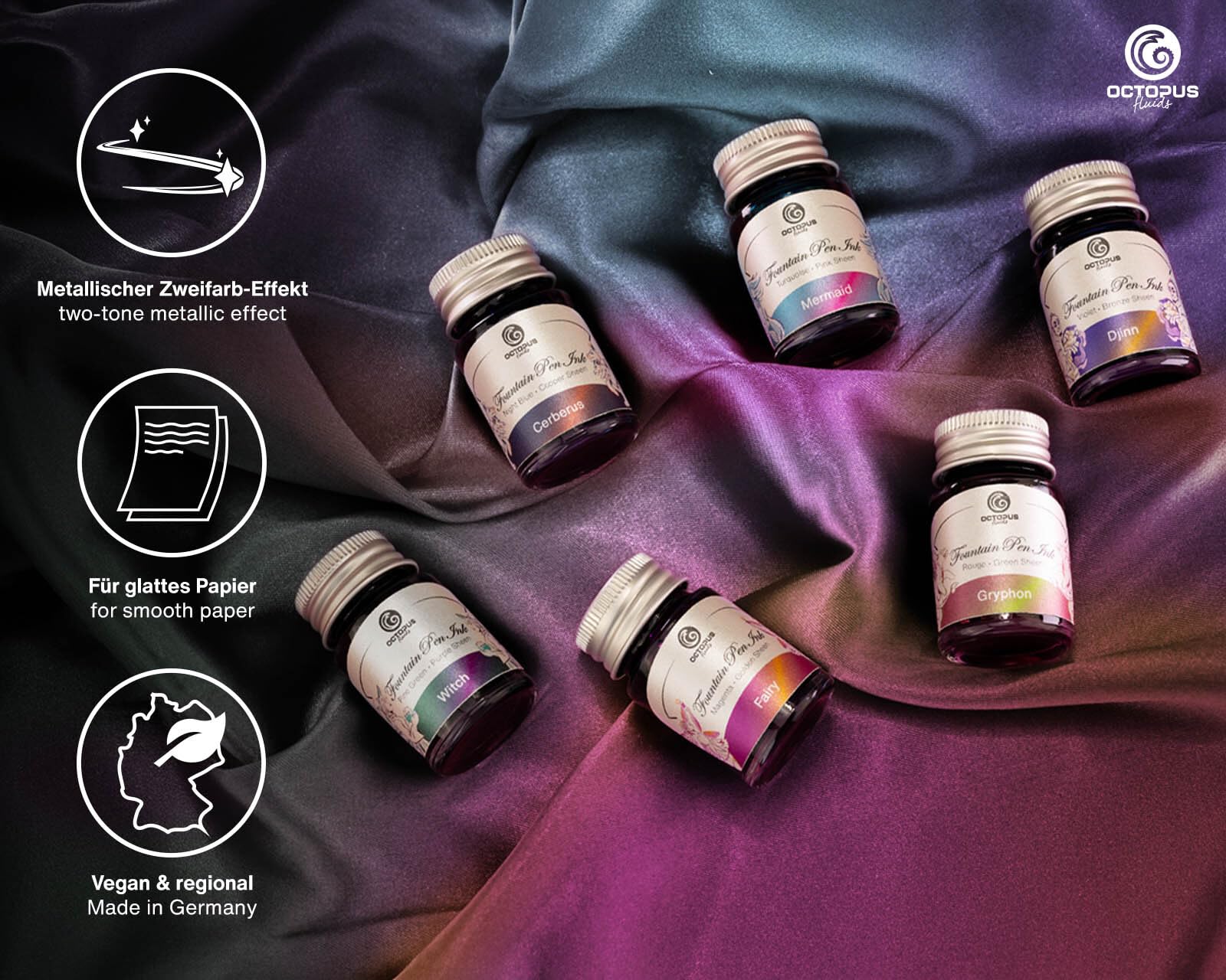 Sheen Ink Set 2, Zweifarb-Schreibtinten für Füllhalter, 6 x 10 ml