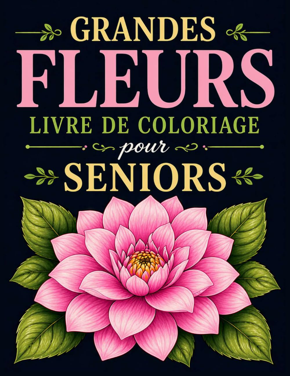 Grand Fleurs Livre de Coloriage pour les Seniors: 25 Motifs Floraux Anti-stress et Relaxant | Grand Format, 8.5x11
