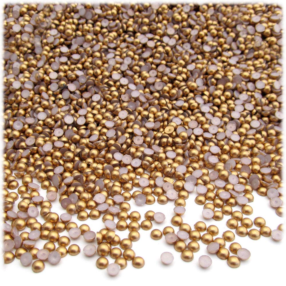 2,500pc Pearl Finish Half Dome Beads, Round, 2mm, Golden Caramel Brown