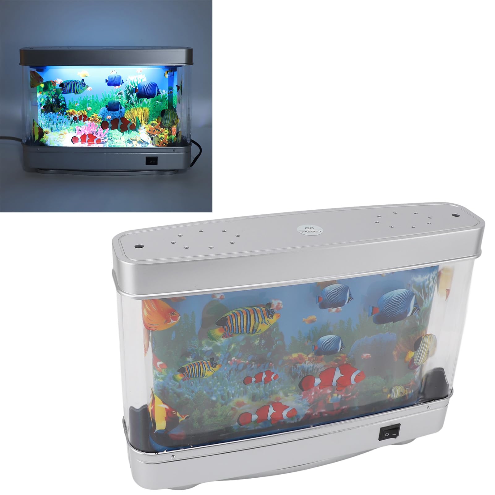 ViaGasaFamido Mini Acuario Falso para Pecera Lámpara Decorativa con Peces Tropicales Artificiales Océano Virtual En Movimiento para Dormitorio O Escritorio con Proyección 3D Luz Noche