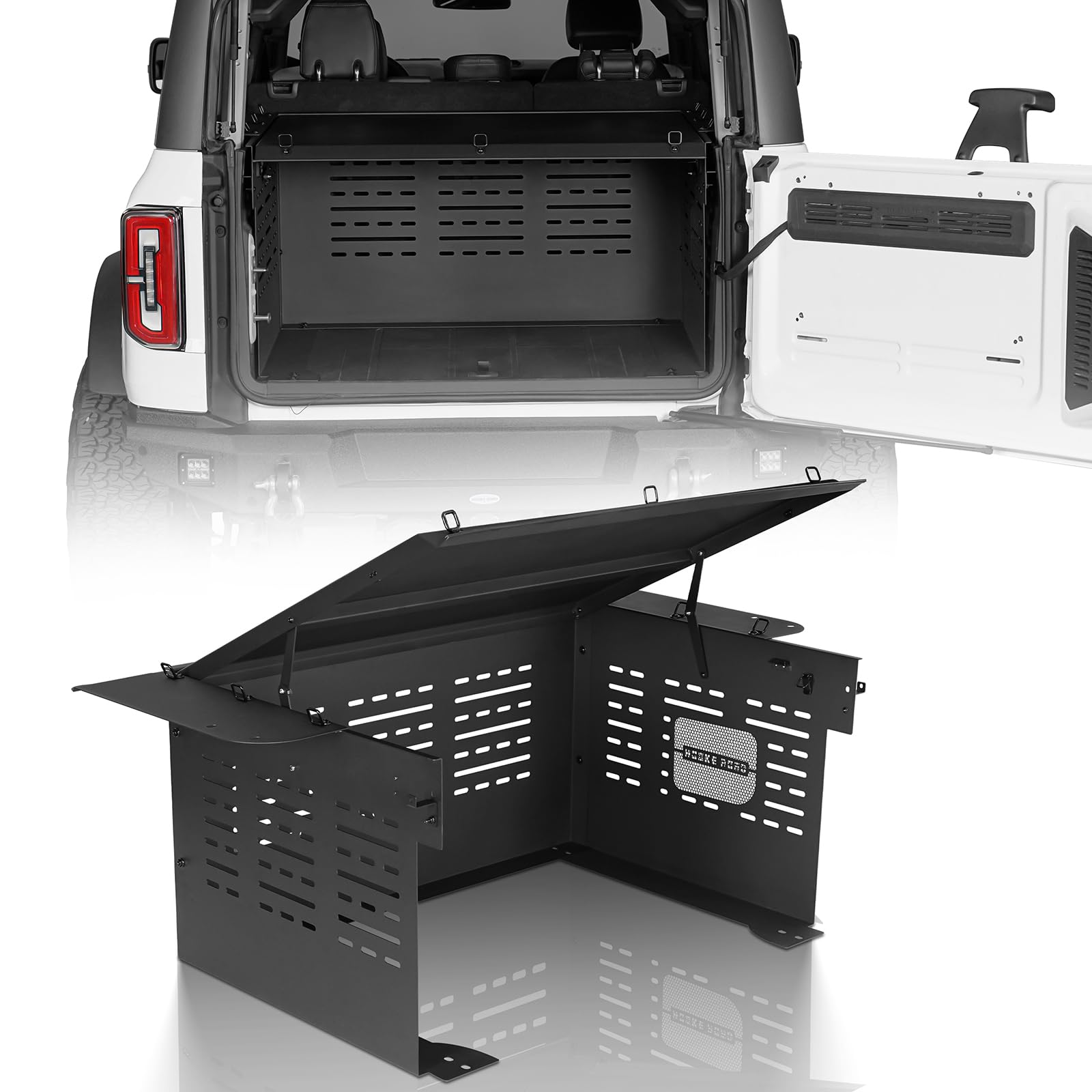 u-Box Bronco Rear Cargo Rack Trunk Security Deck Enclosure Luggage Storage for 2021 2022 2023 2024 2025 Ford Bronco 4-Door Hardtop (Exclude Bronco Sport & Rapot)