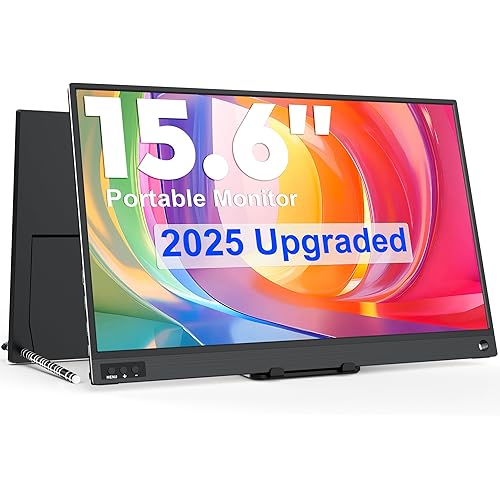 ZSCMALLS Portable Screen, 15.6" 1080P Extended Monitor, 1000:1 100% sRGB USB-C HDMI Portable Display for Laptop HDR Travel Screen with Speakers & Smart for PC PS5/4 Xbox Switch