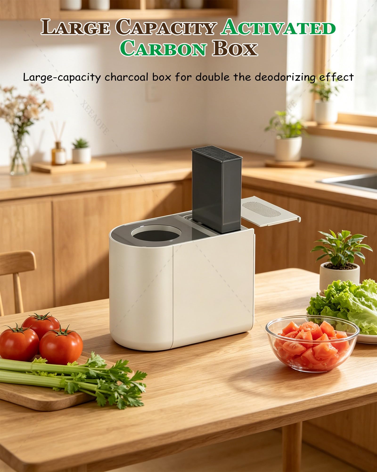 Compostador Inteligente para Residuos Alimentarios, Reciclador Eléctrico De Cocina 4,5 L Y Cubo Compostaje Encimera, Inodoro Silencioso, con Autolimpieza Pantalla Táctil