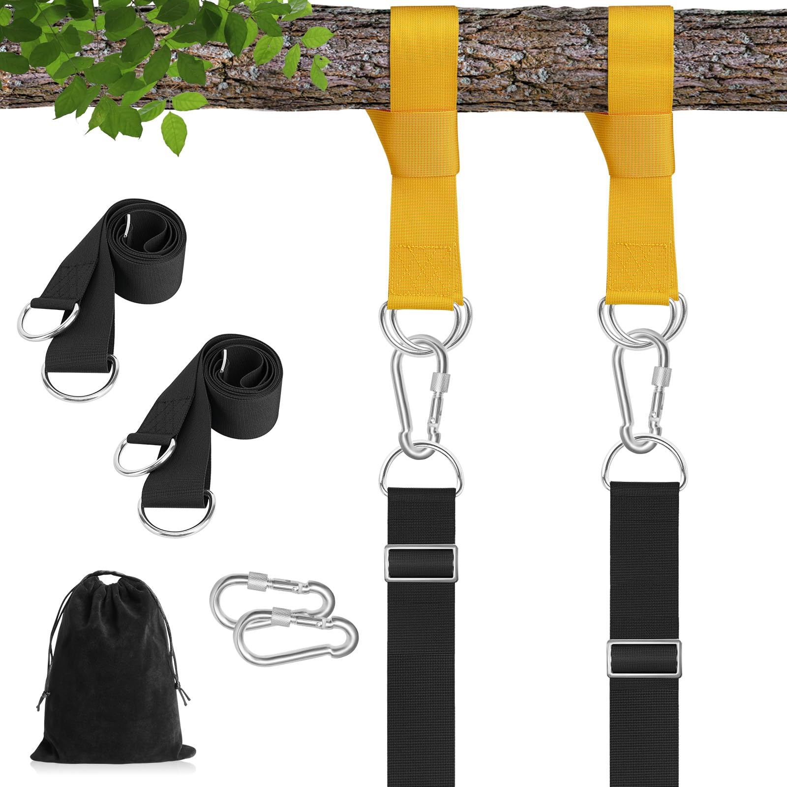 Tree Swing Hanging Kit, Tree Swing Straps, DIORES Hammock Straps With Loops Set Of 2 Holds 2100 Lbs With 2 Safe Lock Snap Hooks , Perfect For Tree Swing & Hammocks,Easy