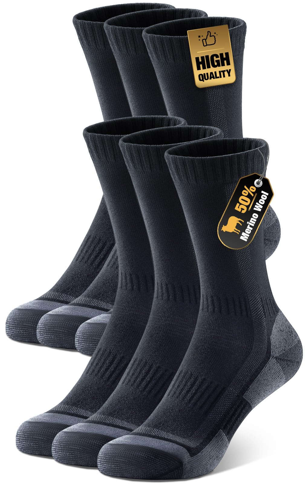 PULIOU Merino Wool Warm Socks for Men Women 3 Pairs Winter Thermal Moisture Wicking Boot Socks Breathable Wool