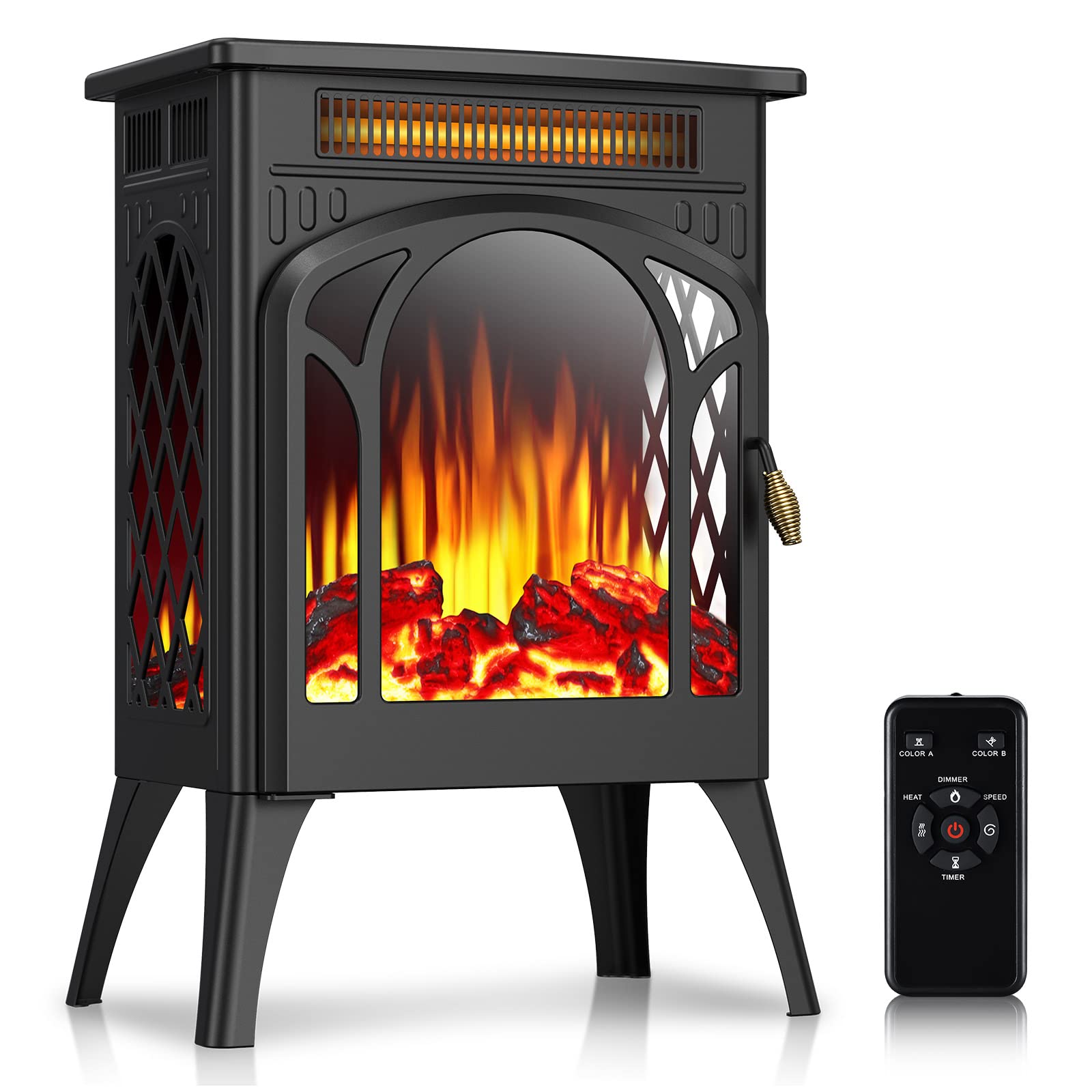 Amazon.com: Rintuf Electric Fireplace, Freestanding Infrared Fireplace  Stove w/ 5100BTU, 1500W Fast Heating, 3D Flame Effect, Remote Control,  Timer, Safe Protection, Heater for Living Room, Bedroom, Black : Home u0026  Kitchen