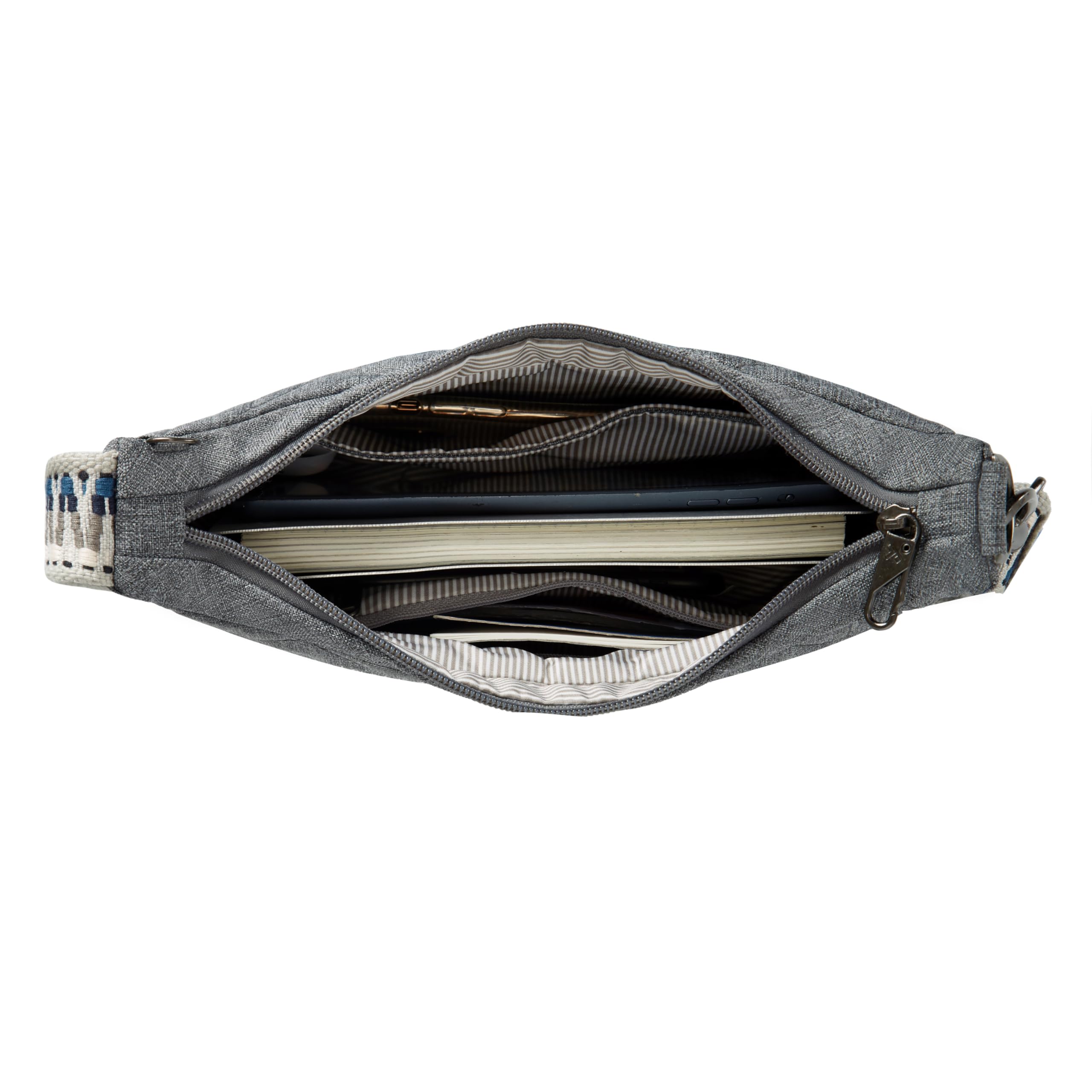 Travelon Unisex Boho antykradzieżowy półksiężyc crossbody, szary wrzos, Szary wrzos