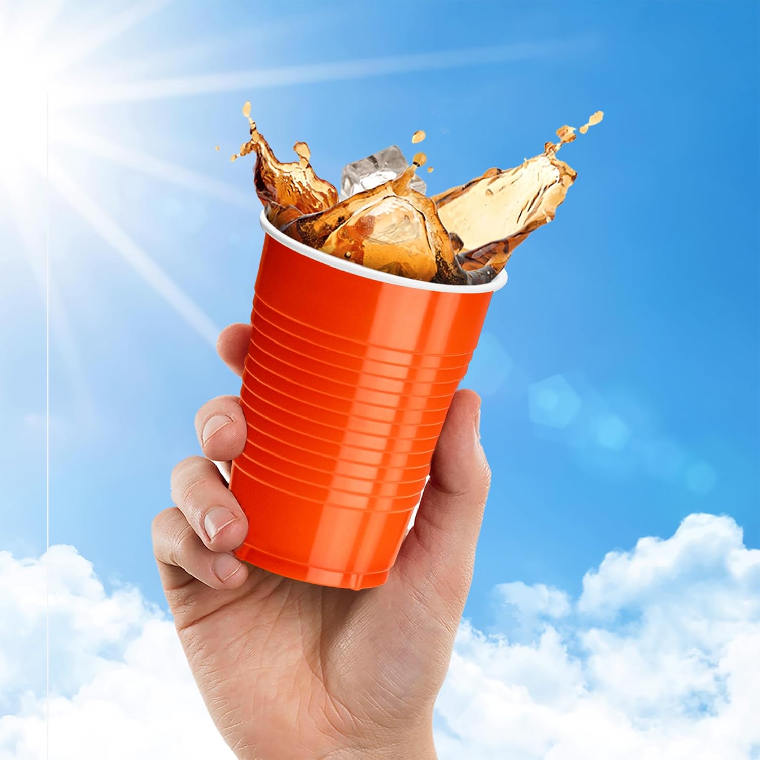 DecorRack Orange Plastic Cups, 12 oz Disposable Cups, Party Supplies (60 Count) - Image 6