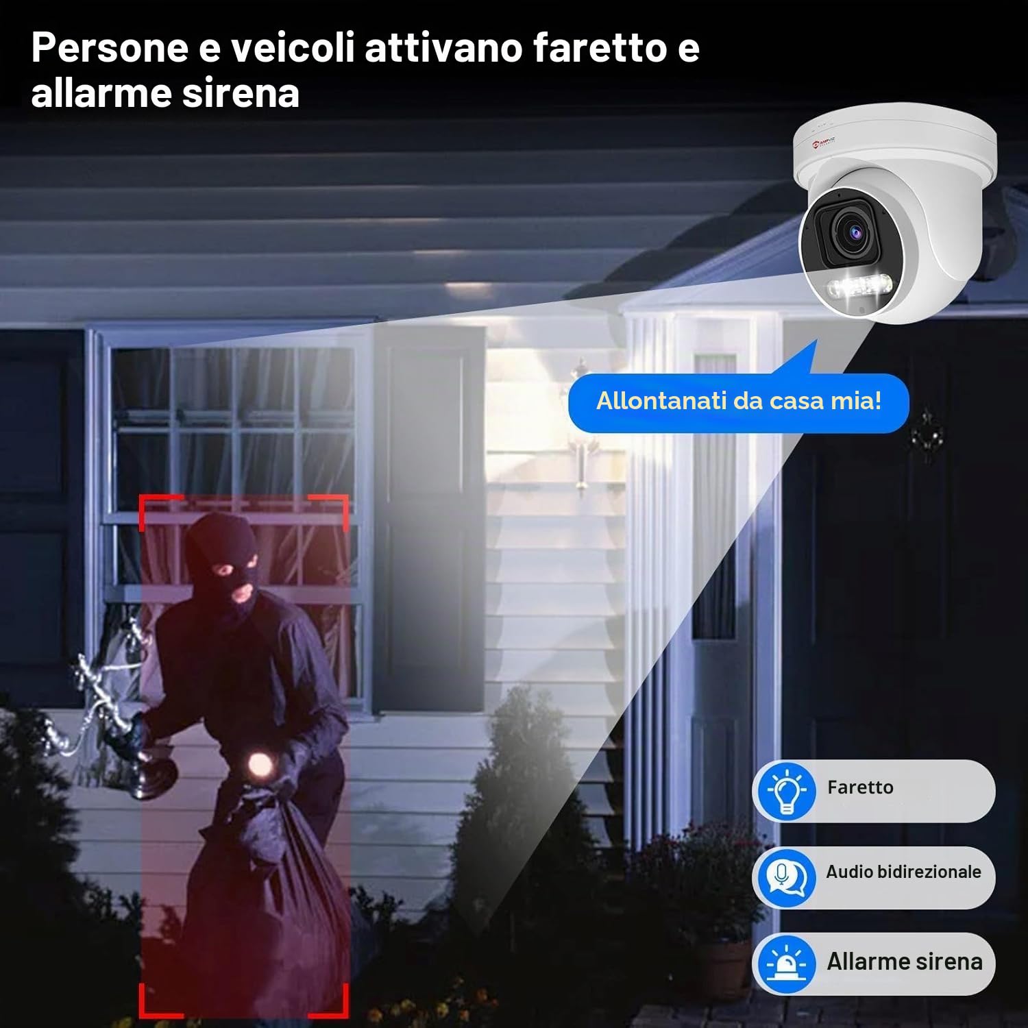 Anpviz 6MP Telecamera PTZ IP PoE Esterno, Riconoscimento di Persone/Veicoli | Zoom Ottico 5X, H 280° V 90°, 30m Visione Notturna a Infrarossi, Slot per Scheda SD da 512GB, Microfono/Altoparlante
