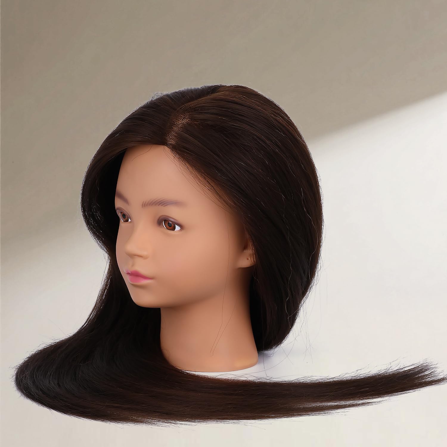Mannequin Head with 80% Mix Hair 28 Inch, Cosmetology Training Head for Hair Braiding, Styling, hair cutting Practice – Doll Head with Clamp (Middle Brown, 28In)