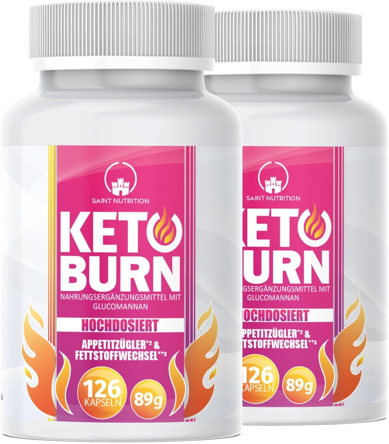 KETO BURN®* eetlustremmers, capsules, verpakking van 2, afvallen en stofwisseling, extreem hoge dosis met glucomannan, choline, vitamine B1 + vitamine B6 voor vrouwen en mannen, voedingssupplement,