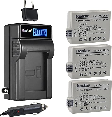 Kastar - Batería LP-E5 y cargador de CA LCD compatible con Canon LC-E5 LC-E5 LC-E5E EOS, Rebel XSi, EOS Rebel XS, EOS Rebel T1i, EOS 450D, EOS 500D, Kastar - Batería LP-E5 y cargador de CA LCD compatible con Canon LC-E5 LC-E5 LC-E5E EOS, Rebel XSi, EOS Rebel XS, EOS Rebel T1i, EOS 450D, EOS 500D,