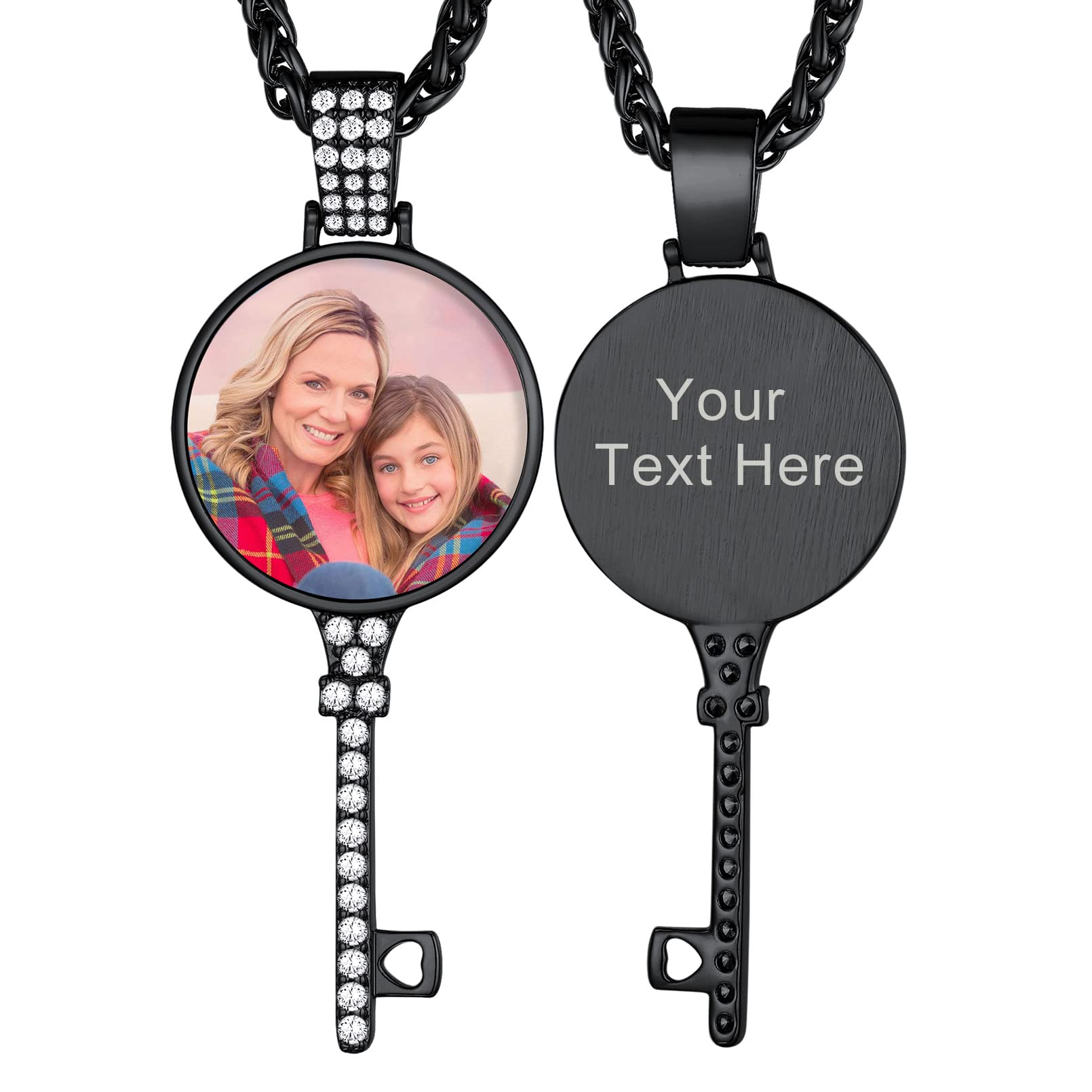 Custom4U Picture Necklace Personalized Photo Circle Chain for Men Women