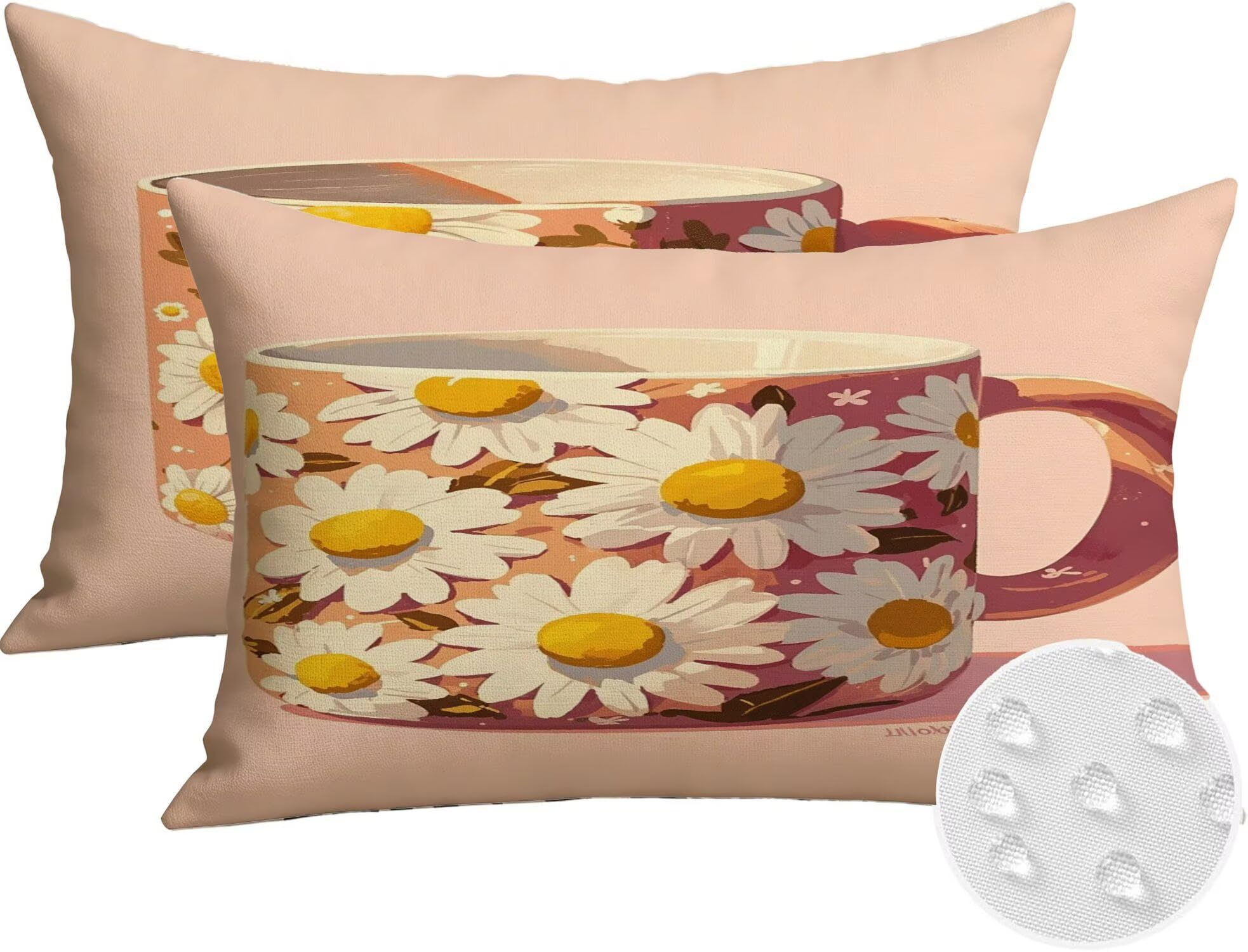 Générique Housse Coussin Exterieur Impermeable 30x50cm Flower Décoratif Taie d'oreiller Decoration Tasse Housse de Coussin Exterieur Impermeable pour Salon de Jardin Lot 2. T-3707