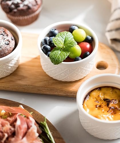 Miniatura 3 de Ramekins - Juego de 4 moldes pequeños de 6 onzas con tapas, aptos para horno y lavavajillas y horno, moldes pequeños de crema Brulee con tapas, para