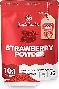 Jungle Powders Strawberry Powder 3.5 Ounce Bag Freeze Dried Strawberry Powder Dehydrated Strawberries Flavoring Additive Free Extract For Baking Dry Berry Fruit Powder Smoothies