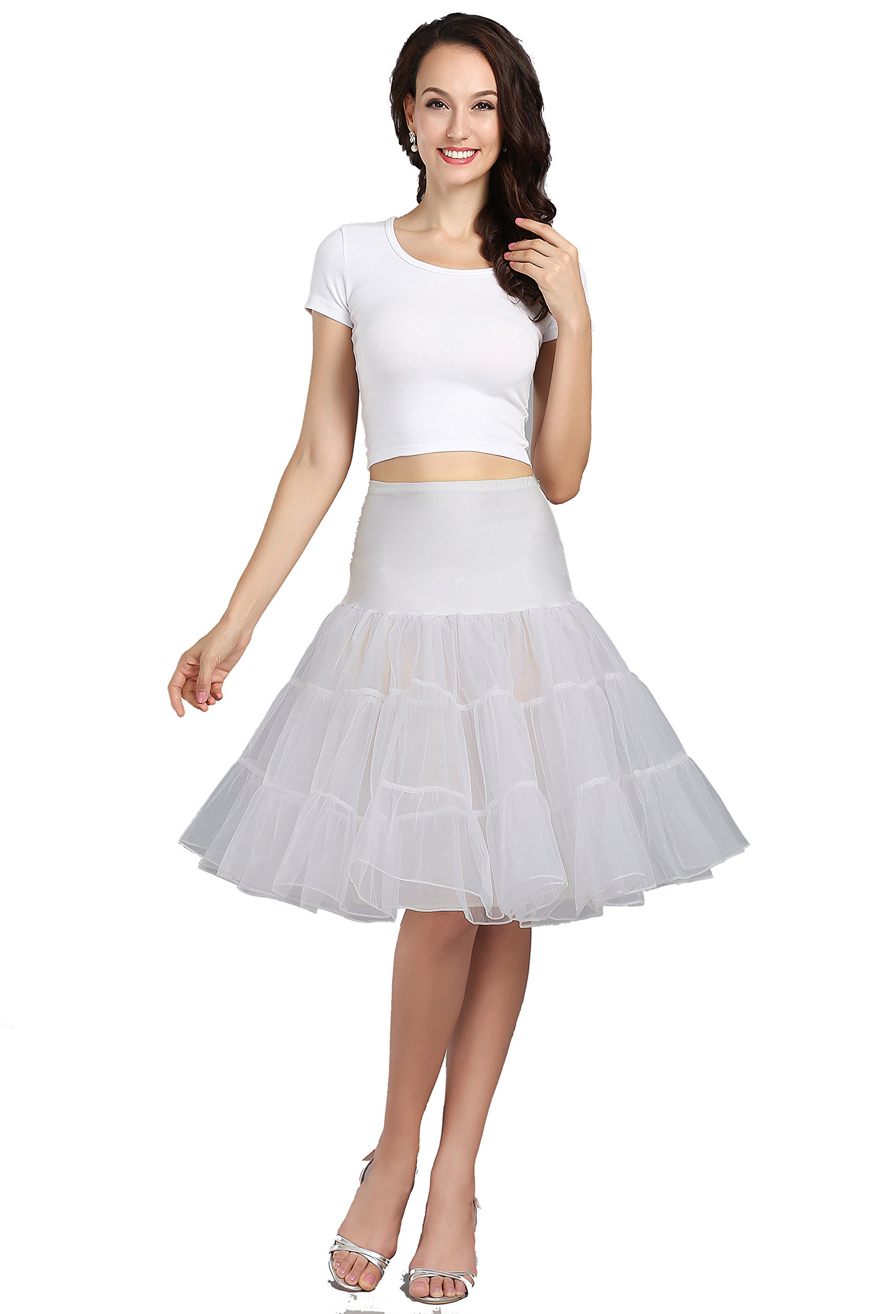 WOWBRIDAL Women's Vintage 50s Rockabilly Petticoat 25.59" Length Tutu Underskirt