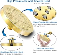 Vista 3 de Cabezal de ducha de lluvia de alta presión, cabezal de ducha moderno de lujo de 6 pulgadas con reemplazo ajustable perfecto, restrictor extraíble