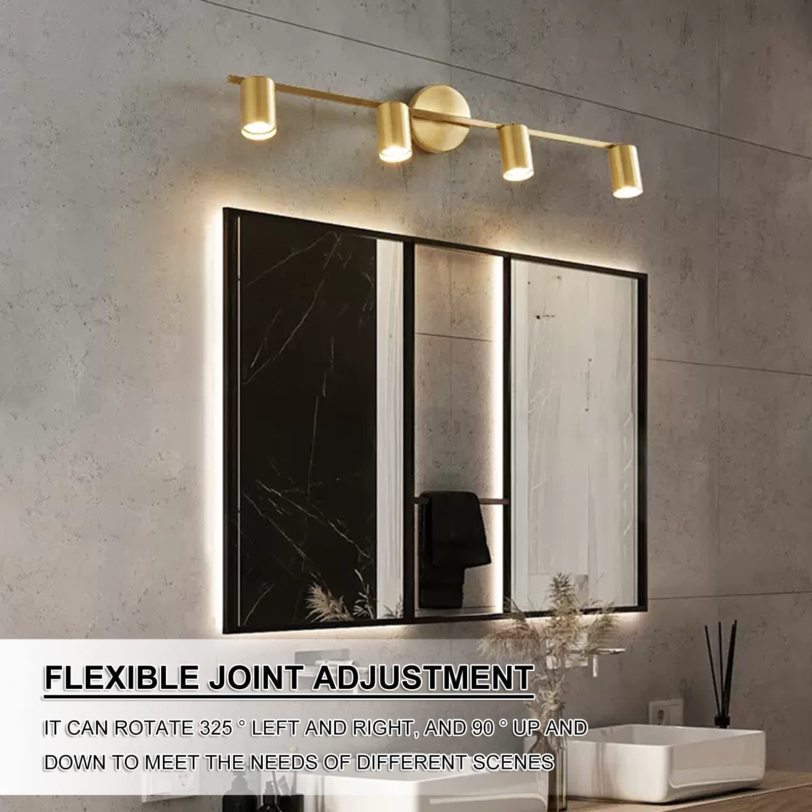 Luci da toeletta Moderne a LED 4 luci Apparecchi di Illuminazione per toeletta da Bagno Luci da toeletta da Bagno Moderne opache （Luce Regolabile in Tre Colori） (Colore : Bianca, Dimensioni : 80cm)