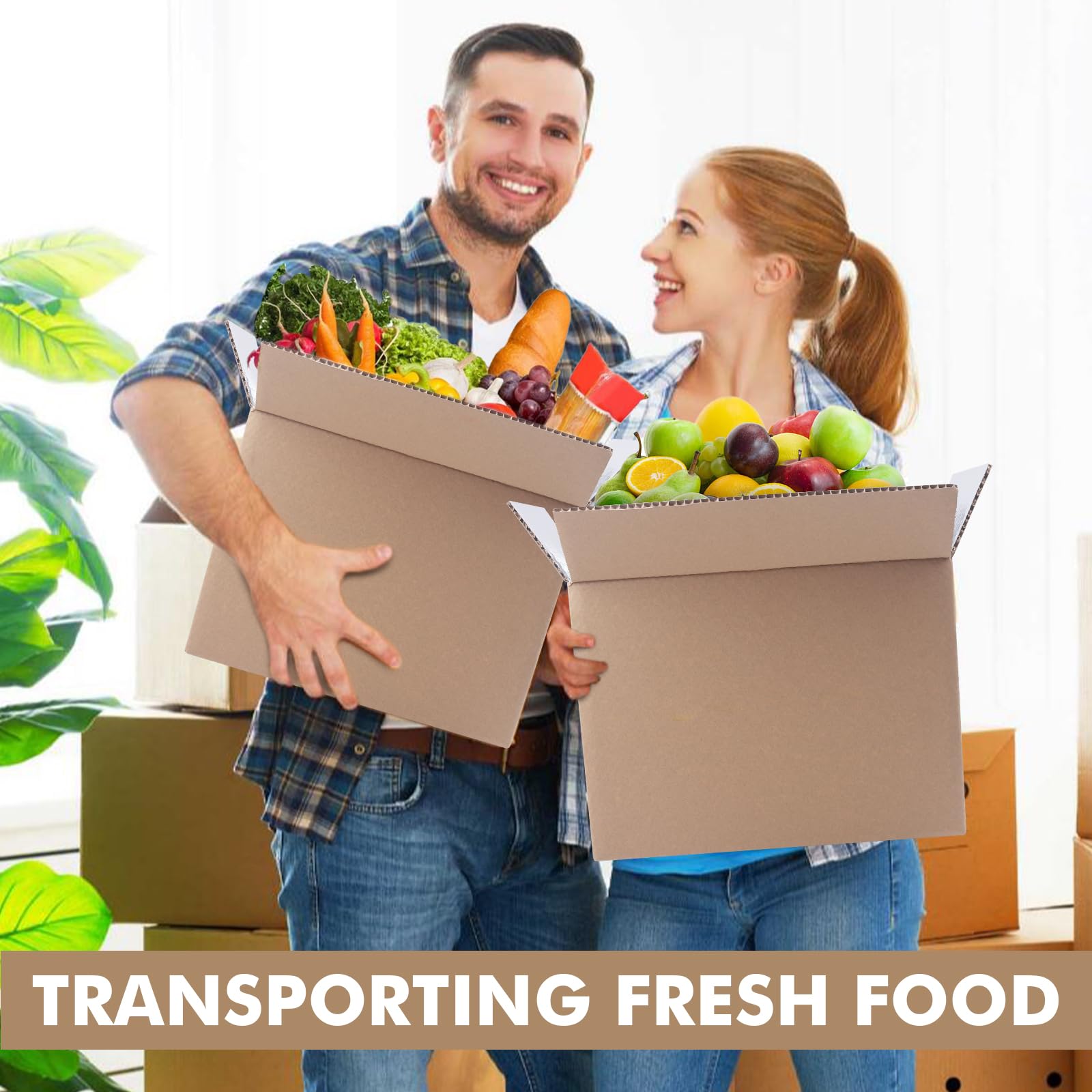 Cajas de envío aisladas para envío de alimentos congelados, 15.7 x 11.8 x 7.8 pulgadas (paquete de 6), kits de mudanza de cartón de aluminio grande para embalaje por correo, caja de envío