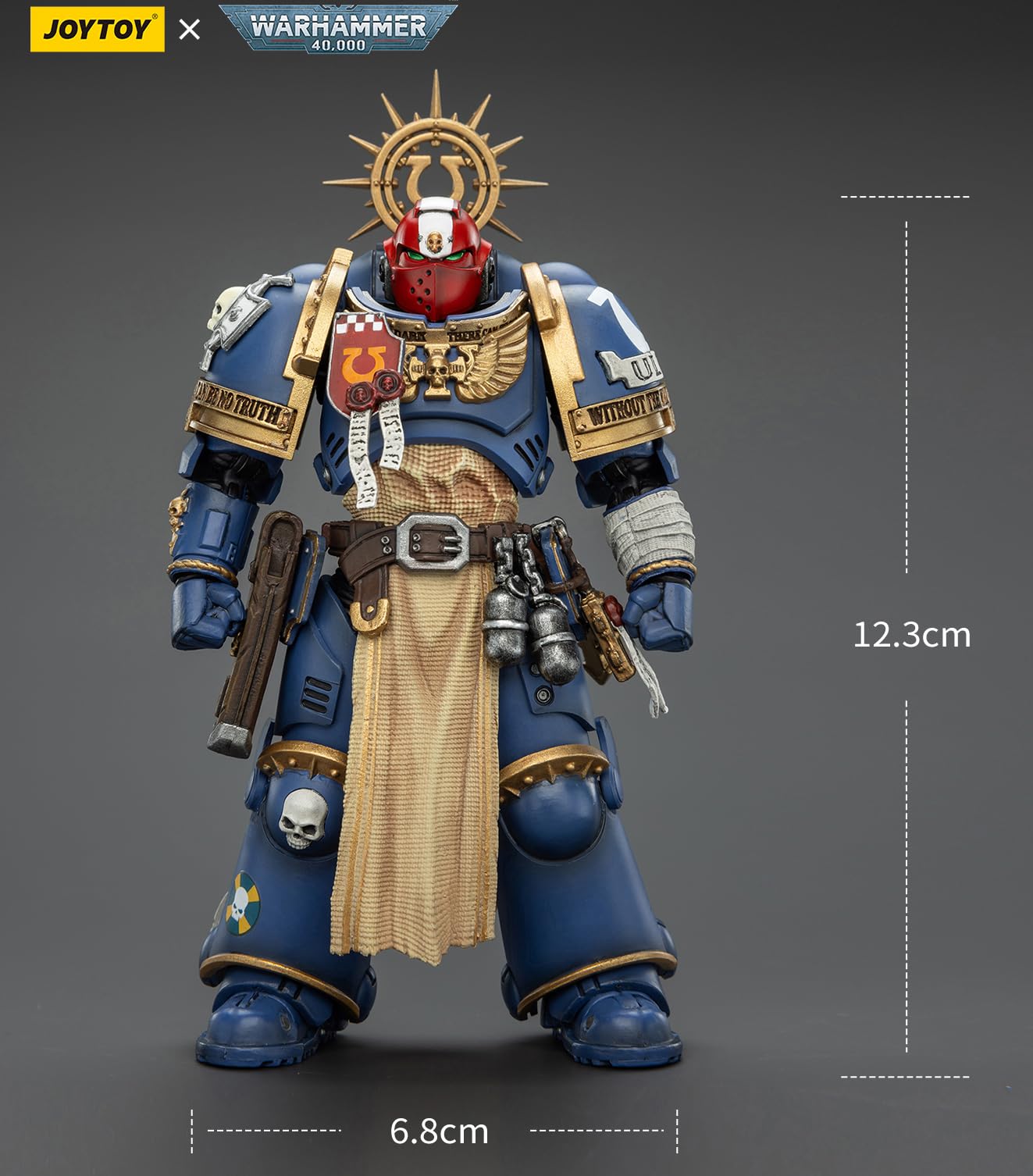 JOYTOY Metaurus Warhammer 40K 1/18 - Figuras de acción de ultramarinos Metaurus con hacha de poder Stormshield y pistola de plasma, modelo coleccionable de 4.84 pulgadas