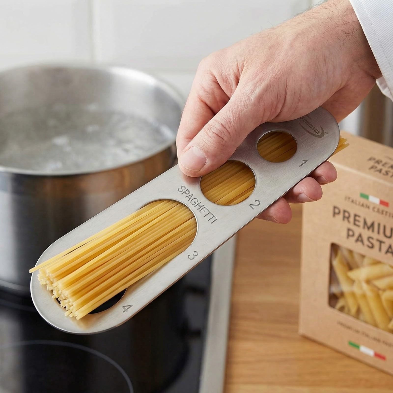 LVEDU Fideos Cantidad Medida Medida de Espaguetis Pasta porción Control de Acero Inoxidable Utensilios de Cocina