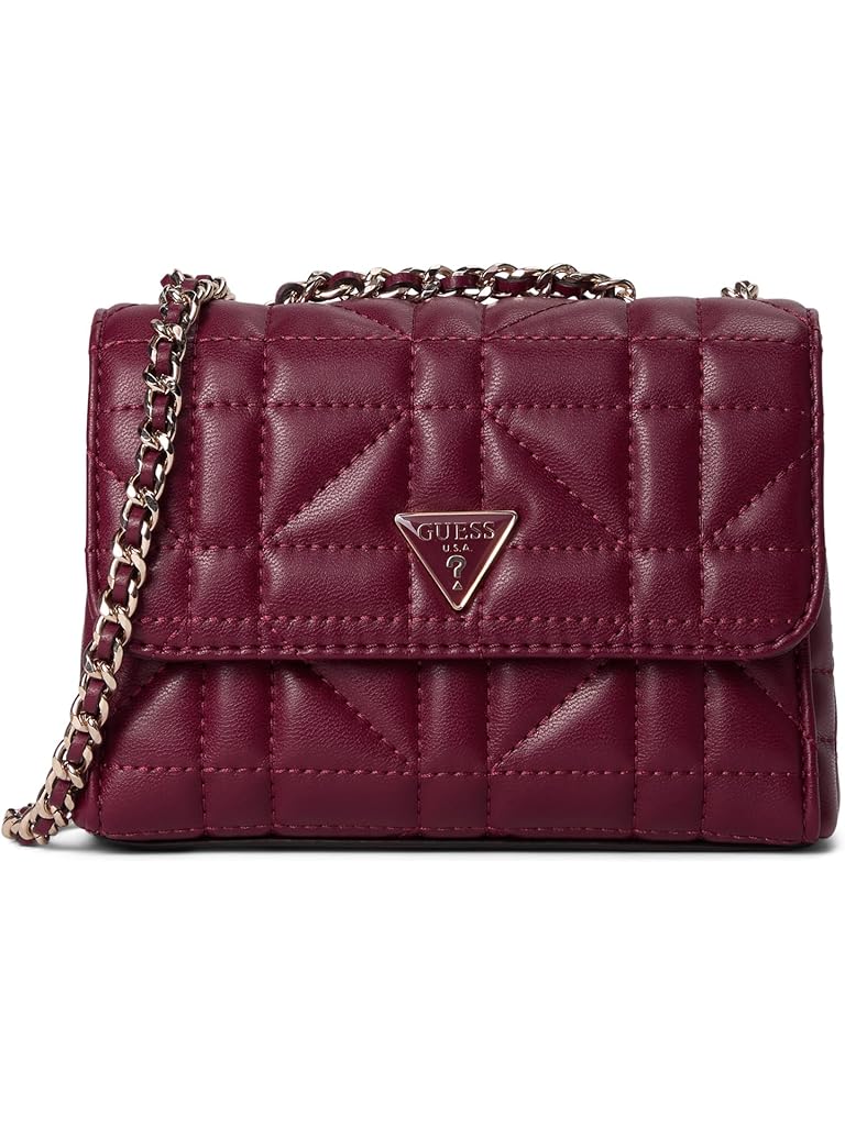 Burgundy GUESS Edita Mini Convertible Crossbody Flap