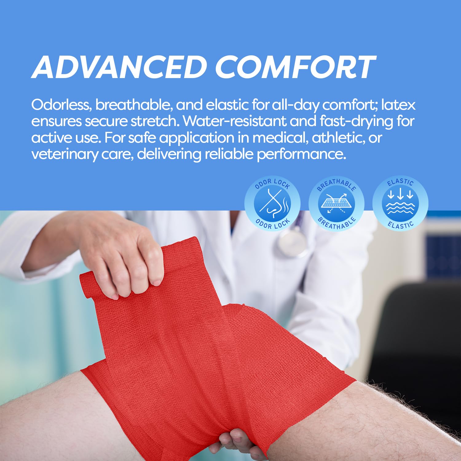 Dynarex Sensi-Wrap Self-Adhesive Bandages, 12-Pack, 6" x 5 Yards, Assorted Colors, Latex-Free, Colored Elastic Cohesive Athletic Tape, Tattoo Grip & Vet Wrap