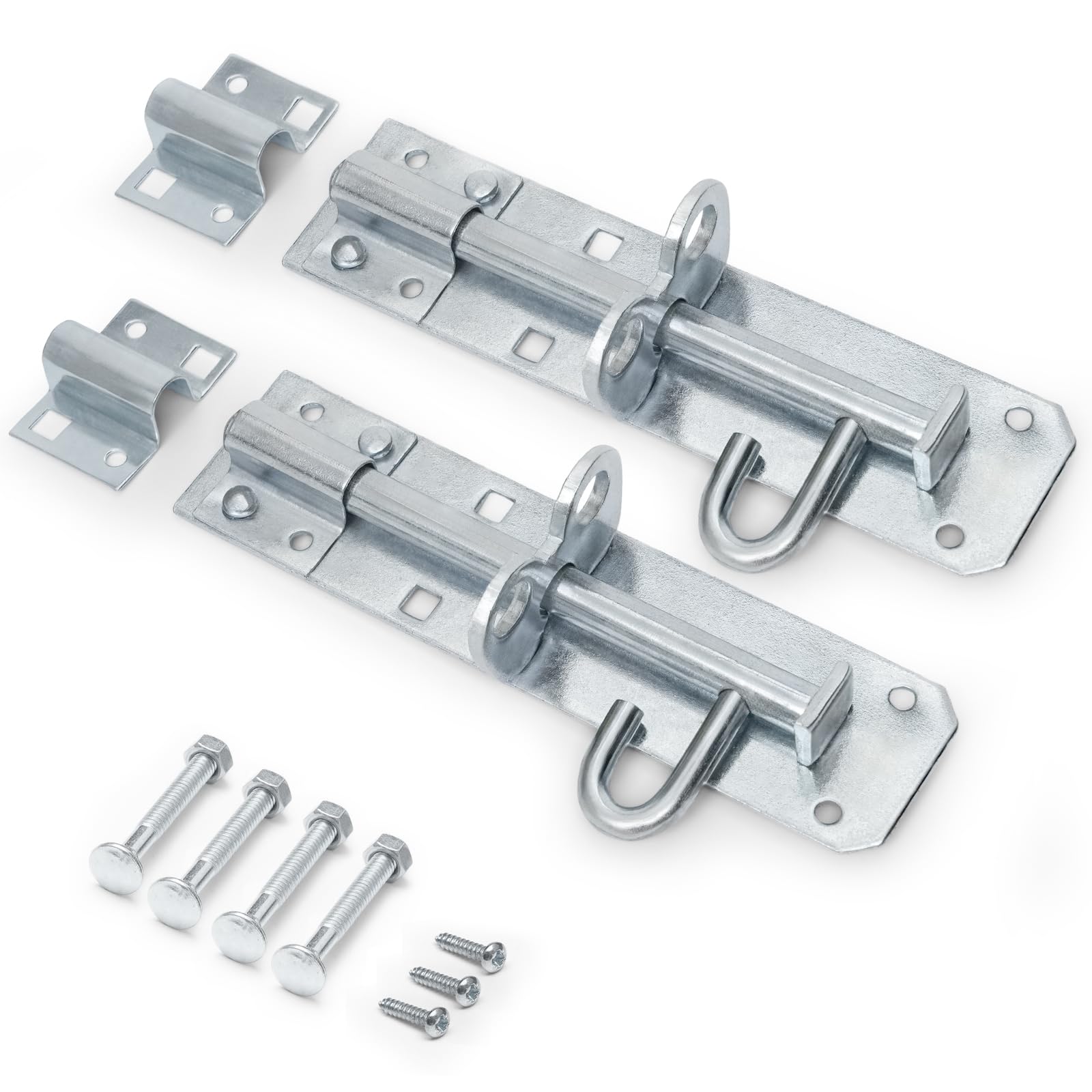 onesto Pack of 2-6” Brenton Bolt with BZP Finish – Heavy Duty Steel Door Bolt with Fixings – Ideal for Gates, Sheds, Garages & Outdoor Doors