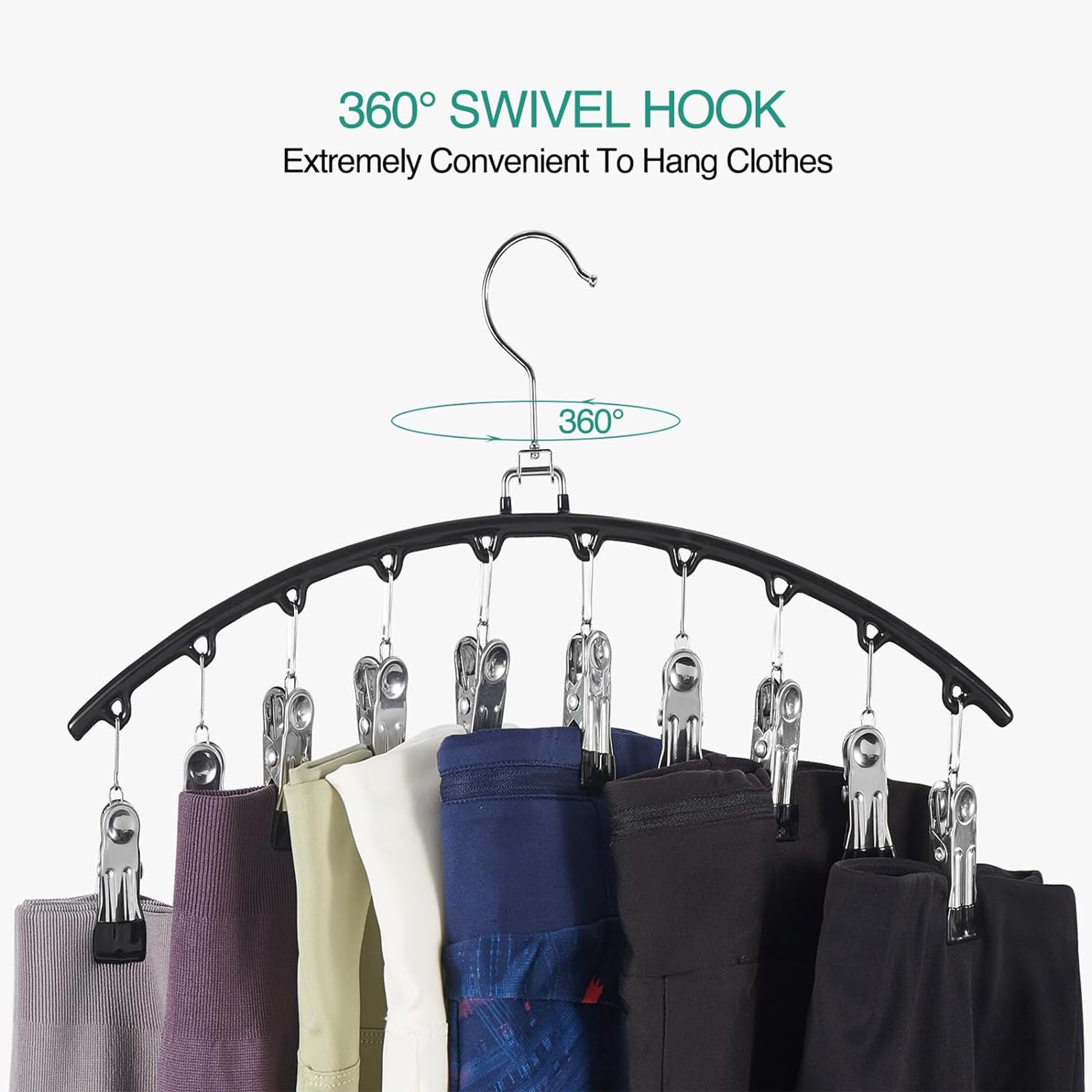 Organizer Leggings Per Armadio - Appendiabiti Con 10 Clip Per 20 Pantaloni, Salvaspazio - Foto 7