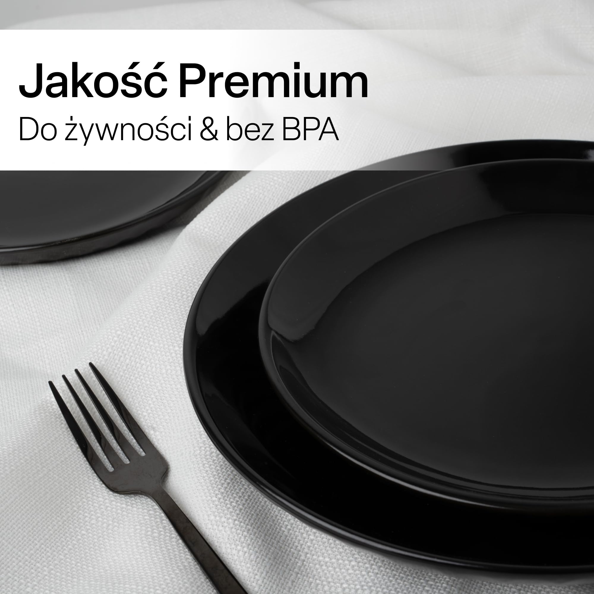 MIAMIO - Ceramiczna zastawa 12-częściowa dla 6 osób - Palmanova (Czarny) | Zastawa z 6 dużymi i 6 małymi ceramicznymi talerzami dla 6 osób - można myć w zmywarce