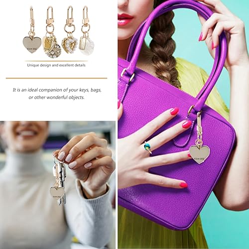 Miniatura 8 de jojofuny 4 llaveros de concha de perla para mujer, bonitos llaveros de metal, accesorios decorativos para bolsas, llaves de coche y dijes de mochila