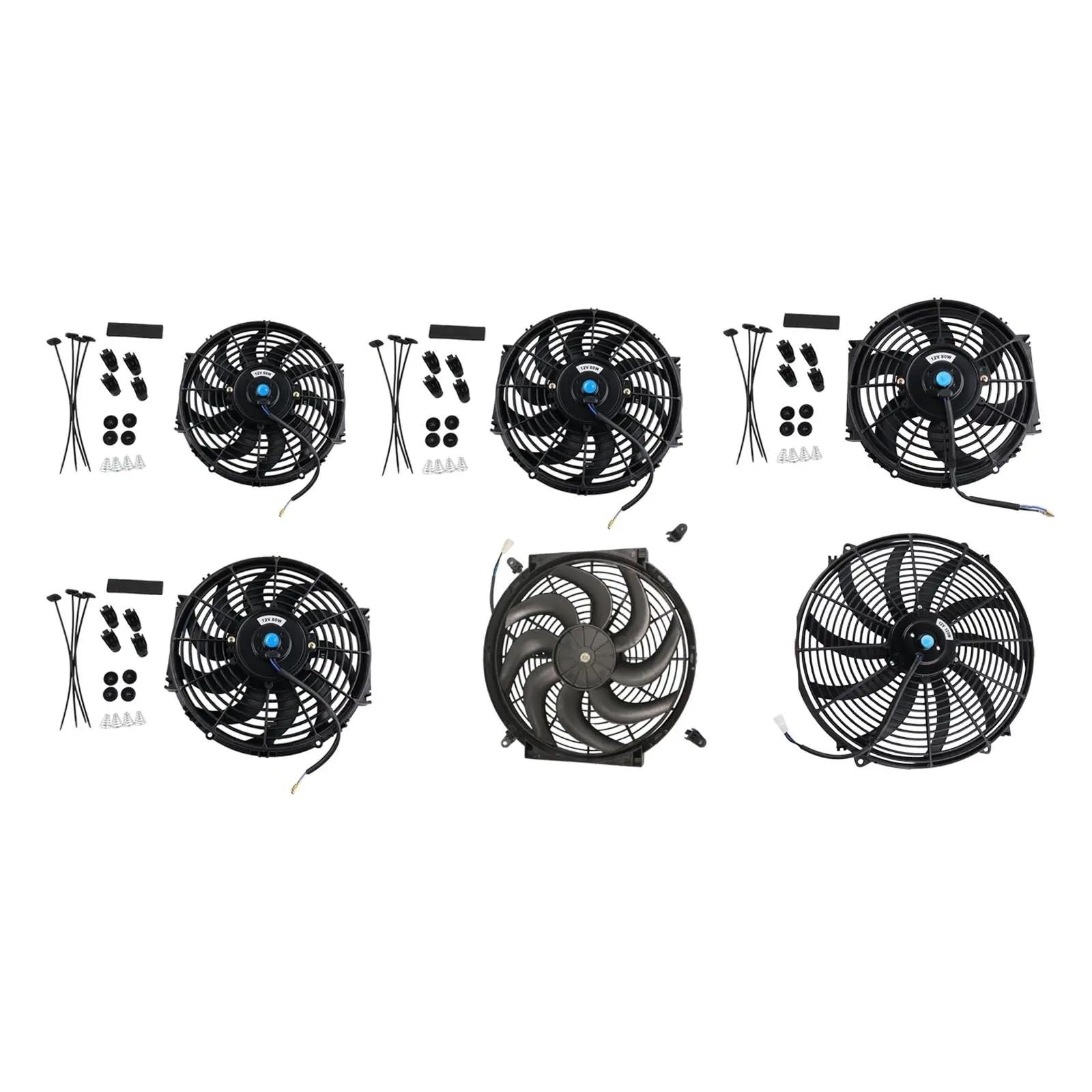 Wspornik radiatora Wentylator Chłodnicy Silnika Samochody Klimatyzacja Naprawa Zakrzywione Łopatki Uniwersalne Akcesoria Część Chłodnica Chłodzenie(12inch 12V80W)
