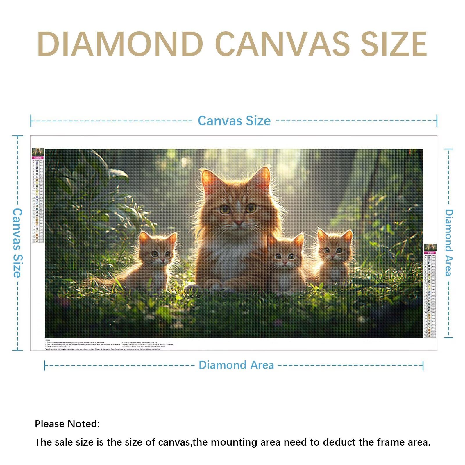 Diamond Painting Adultos Animal Pintura Diamante, Gato Diamond Painting 5D Completo, DIY Cuadrado Cristal Bordado Punto de Cruz Cuadros de Diamantes para Decoracion Hogar, Regalo Mujer 180x90cm 0J-42
