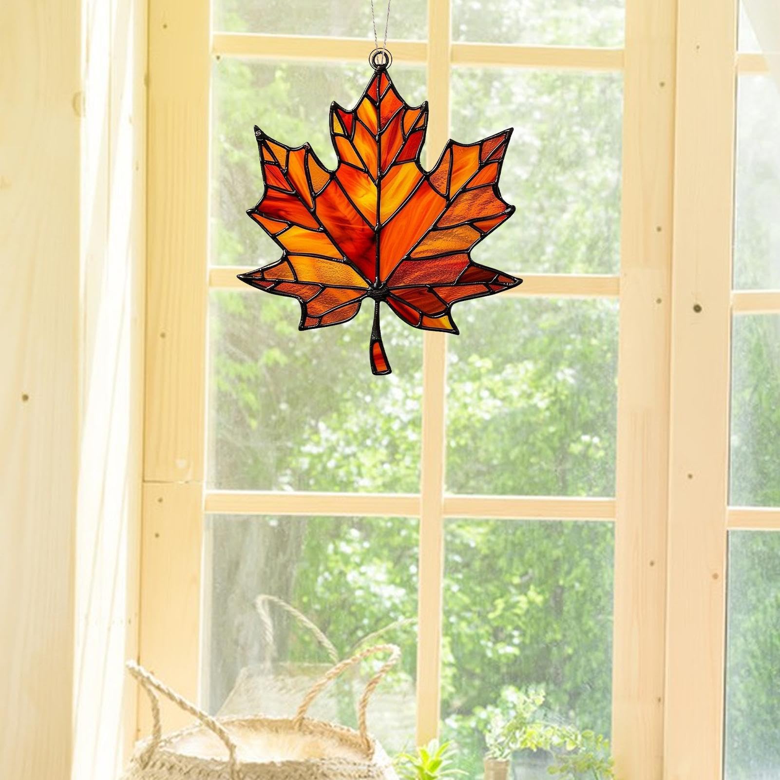 Decorazioni da appendere autunnali foglie d'acero in acrilico 2 pezzi